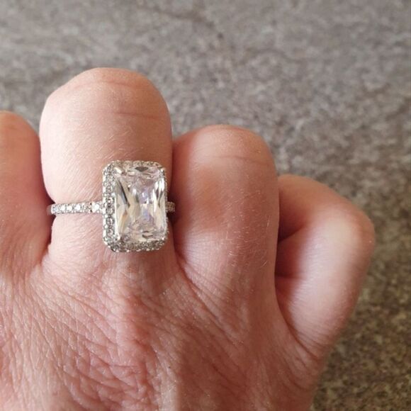 Sterling Silver Simulated Diamond White Sapphire Ring - Picture 4 of 6